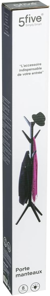 5 five simply smart Coat Rack 8 Hooks Wood Black image 3