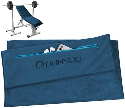 DUNSOO Fitness Handtuch I 120x50cm I Mikrofaser Sporthandtuch mit Reißverschlusstasche für Fitnessstudio und Training I Gym Handtuch (Marineblau)