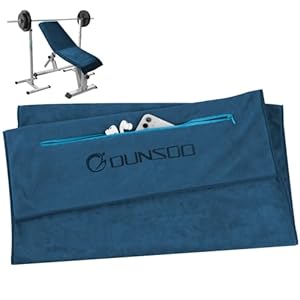 DUNSOO Fitness handdoek, 120 x 50 cm, microvezel sporthanddoek met ritsvak voor sportschool en training, gymhanddoek (marineblauw)