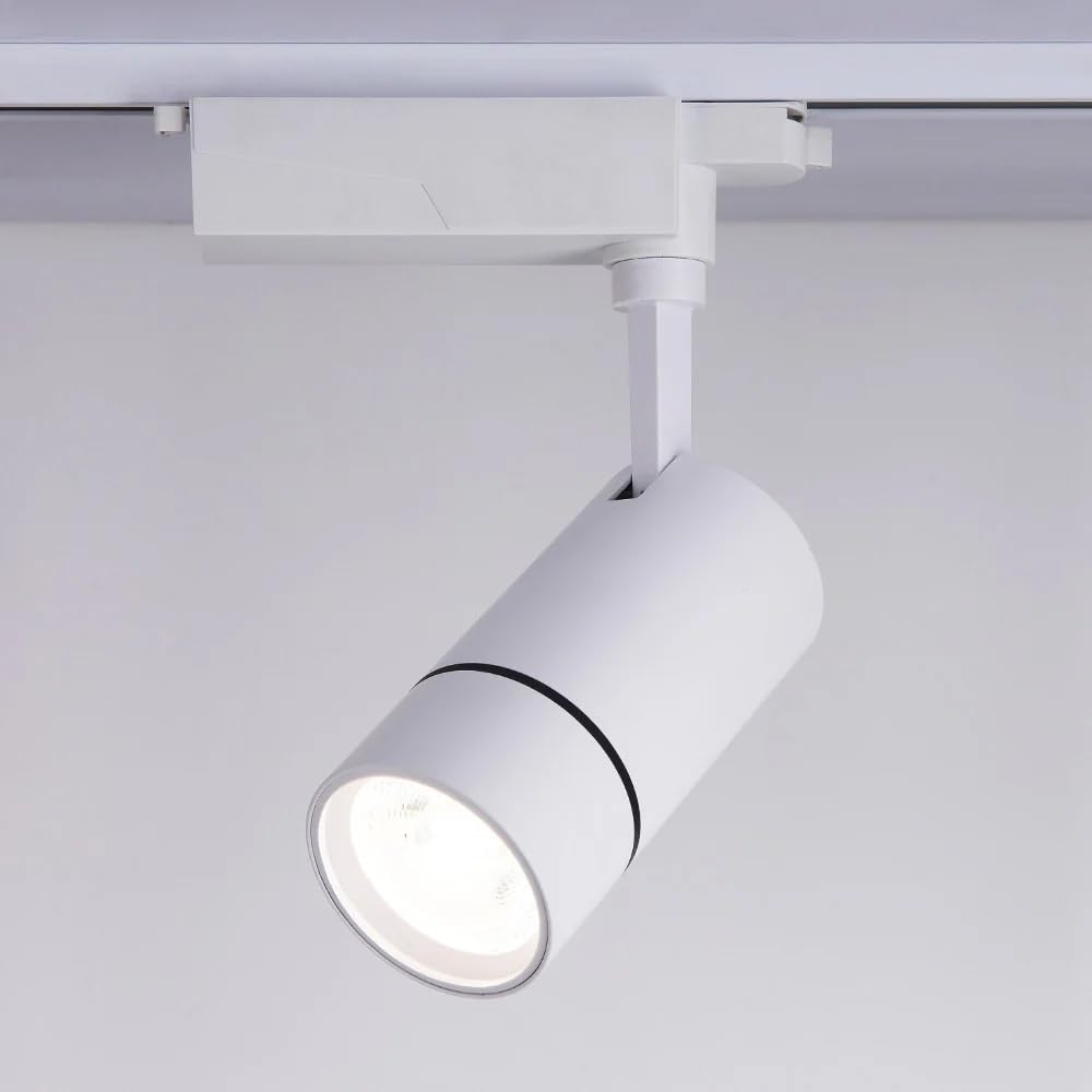 Faretto LED su Binario Monofase 30W Bianco, Spot Orientabile in Alluminio 2700 Lumen Luce Naturale 4000K per Interni (Bianco, 30W, 4000, Kelvin)