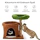 FUKUMARU Kratzbaum Katzen, 51 cm Katzenbaum mit einzigartigem Massivholz, Katzenhaus mit 2 gemütliche Liegefläche & Höhle, Jutesäule & Plüschball inkl,für kleine & große Katzen bis zu 4.5 kg