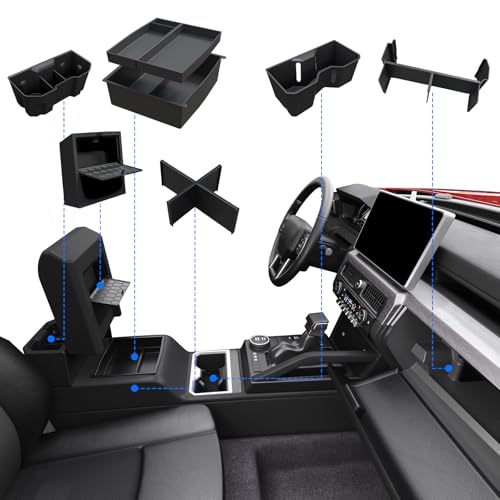 ELECFRESH 6PCS Set Center Console Organizer Tray for 2026 2025 2024 Toyota Tacoma Gen 4th Accessories Glove Box Organizer Armrest Hidden Storage Box Front & Rear Cup Holder with Insert Divider