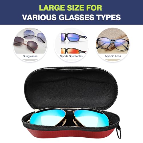 Image of MoKo Semi Hard Shell Sunglasses Case, Unisex Protective Eyeglass Case Glasses Case Holder with Metal Hanging Hook