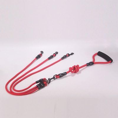 Dog Leash pet Dog Leash Nylon Rope Double Dual Two Heads Dogs Leash Two And More Dogs Collars Harness Leads 1Pcs Red Three Ropes