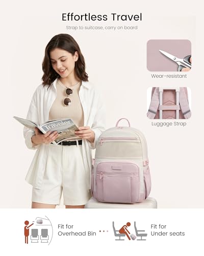 Image of LOVEVOOK Laptop Backpack for Women with Giant Tumbler Holder - DIY Cute 15.6Inch Work Computer Travel Backpack with Laptop Compartment, Large Capacity College Commuter Teacher Purse Bag, Gift Pink