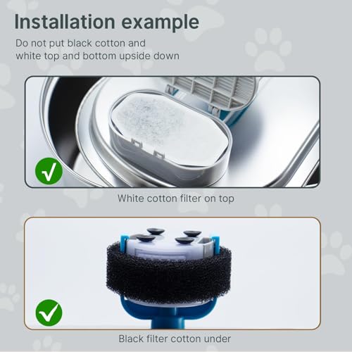 40 Pcs Cat Water Fountain Filters,20 Pack Cat Water Fountain Replacement Filters & 20 Pack Pre-Filter Sponges,Pet Fountain Filter Replacement for 3.2L/108oz Stainless Steel Fountain by PetNeizance - Used condition - Image 3