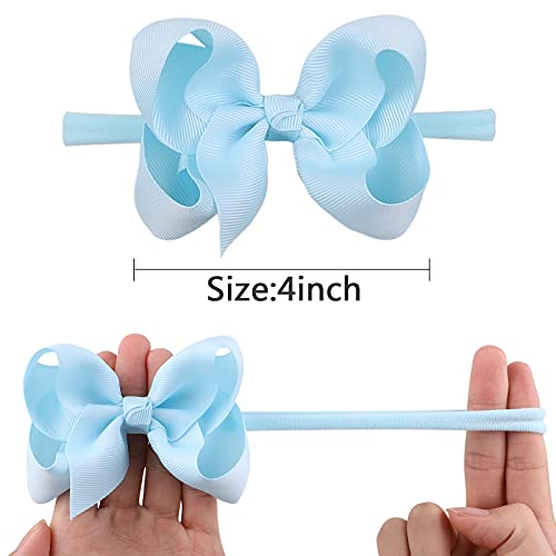 Jollybows 40Pcs 4Inches Baby Girls Grosgrain Ribbon Hair Bows Headbands Nylon Elastic Hair Band Hair Accessories For Infants Newborn #TOP3