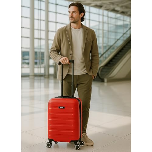 World Traveler Dejuno Motley 20-Inch Carry-On Lightweight Hardside Expandable Spinner Luggage - Red2