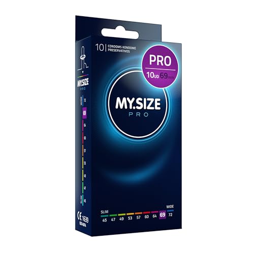 MY.SIZE PRO Condones ÉLITE, talla 7, 69 mm, XXL, 10 piezas - Látex Vytex extra puro, fácil de abrir