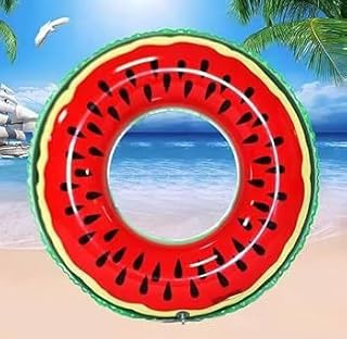عوامة سباحة قابلة للنفخ على شكل بطيخ مقاس 90 سم، عوامة دائرية للاسترخاء على الشاطئ في الصيف