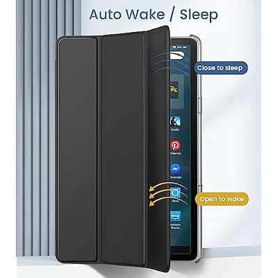 MoKo Case Fits Amazon Kindle Fire Max 11 Tablet (13th Generation, 2023 Release) 11 - Slim PU Leather Trifold Stand Cover for Fire 11 Tablet Frosted Hard Back Shell with Auto Wake/Sleep, Black