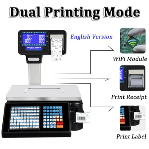 Báscula digital comercial con doble pantalla y etiqueta miniatura 3