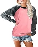 Sidefeel Women Crewneck Pullover Camo Print Sleeve Sweatshirt Jumper Top 2XL Pink