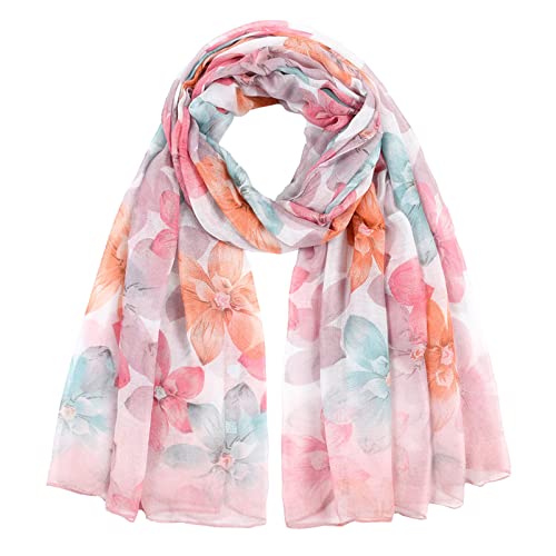 amokk Fashion Floral Scarfs for Women Lightweight Hijab Wraps and Shawls Head Scarves