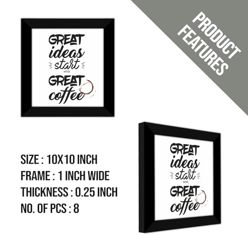 Image of PAPER PLANE DESIGN Motivational and Inspirational Quotes Wall Framed Poster, Office Decor, Wall Frames with Quotes.Set of 8 (10 x 10 Inch) (FRAMED POSTERS)