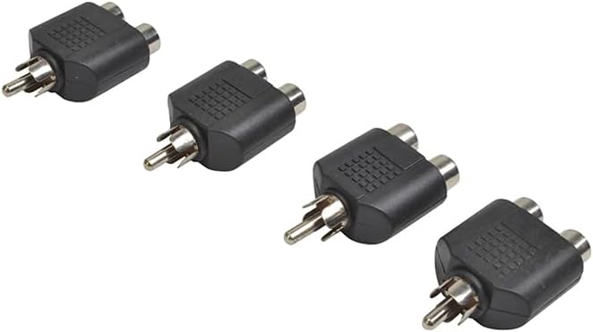 Dual Phono Socket to Single Phono Plug Pack of 4