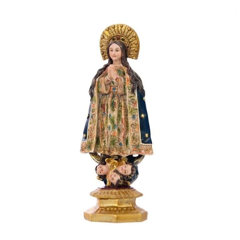 Figurine Vierge immaculée en résine de 21 cm peinte à la main pour décoration spirituelle