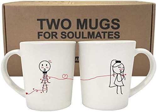 BoldLoft Tie the Knot His & Hers Wedding Coffee Mugs-Wedding Gifts for Couples,Wedding Gifts for Bride and Groom,Engagement Gifts for Couples,Bridal Shower Gifts