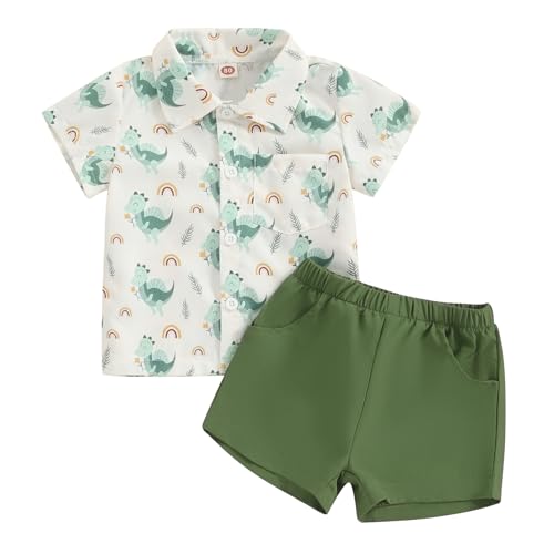 Image of Karwuiio Toddler Baby Boy Summer Clothes Cute Print Short Sleeve T-Shirts Elastic Waist Shorts Set 2 Piece Outfits