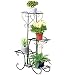 Produktbild Outsunny Blumenständer Blumenregal aus Metall 4 Ebenen Pflanzenregal Blumentreppe Blumenständer für innen und außen Garten Balkon Schwarz 45 x 24,5 x 80 cm