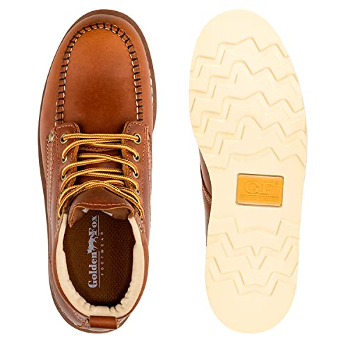 Image of Golden Fox Work Boots 6 inch Men's Moc Toe Wedge Comfortable Boot for Construction