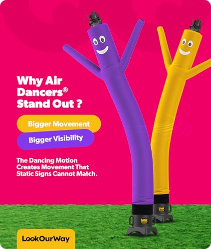 Image of LookOurWay Air Dancers Inflatable Tube Man Attachment - 10 Feet Tall Wacky Waving Inflatable Dancing Tube Guy for Business Promotion - Blower Not Included - Purple