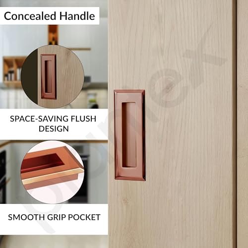 Image of Plantex Sliding Door Handle /Concealed Handle for Sliding Door /96mm Concealed Handle for Wardrobe /Kitchen Cabinet - Pack of 4 (Rose Gold)