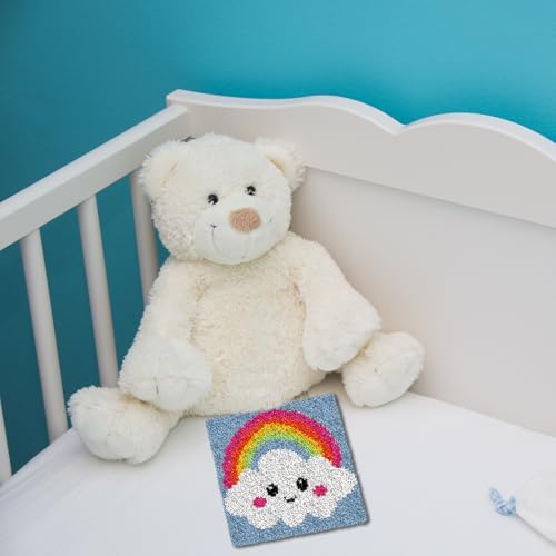 Image of Latch Hook Kits for Kids Adults 2025 New DIY Rug Tapestry Kits with Printed Canvas Embroidery Kits Festival Gifts Home Decoration (11.8inch X 11.8inch,Rainbow)