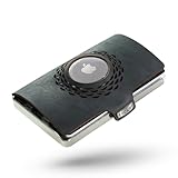 I-CLIP in acciaio inossidabile per Apple AirTag con fermasoldi intercambiabili - Portafoglio - Portafoglio sottile - Portafoglio compatibile con Apple AirTag - Acciaio Nero lucido