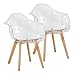 EGGREE Set di 2 Sedie Trasparenti Policarbonato Poltrona Design Moderne Sedie Sala da Pranzo, Gambe in Faggio