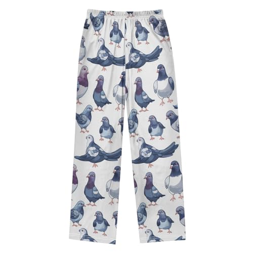 Pigeon Pattern Print Design Pajama Pants Long Soft Sleep Pants Elastic Waist PJ Bottoms 6-14 Years2
