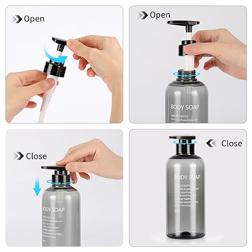 Czemo 3 Stück Shampoo Spender für Dusche 500ML Shampoo Flasche zum Befüllen Pumpflasche Nachfüllbarer Kunststoff-Lotionsspender Seifenspenderflaschen für Badezimmer, Grau