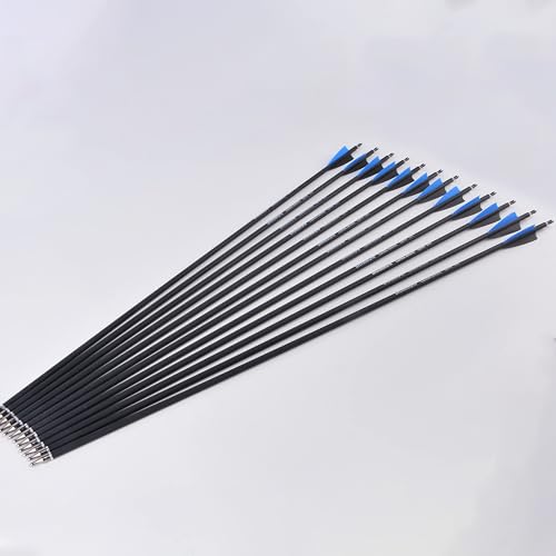 AMEYXGS 12pcs Archery Mixed Carbon Arrows 30 inch Hunting Target Practice Arrows Spine 500 for Recurve Bow Compound Bow Longbow (blue +black) - Image 6