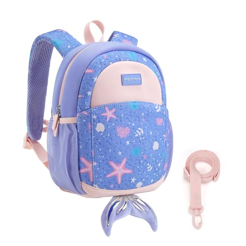 mommore Toddler Backpack for Girls and Boys Neoprene Kids Bookbag with Leash 3D Cartoon Preschool Backpacks