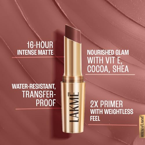 Image of LAKME Powerplay Priming Matte Lipstick, Smooth Matte Finish, Lightweight Lipstick, Smudgeproof, Lasts 16hrs, Hydrates Lips, Coffee Command, 3.6g (Pack of 2)