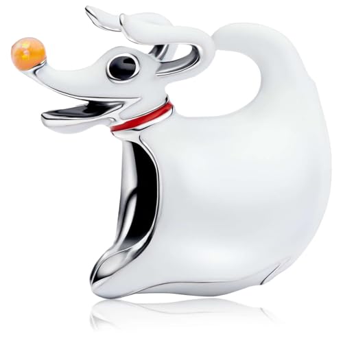 MSPOVOF Cane fantasma Charm Ciondolo in argento sterling 925 compatibile con braccialetto e collana Regalo per donne