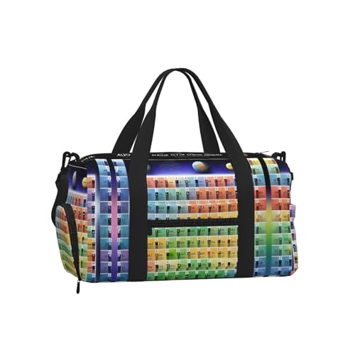 Bolsa cruzada de mano para equipaje deportivo con estampado de tabla periódica