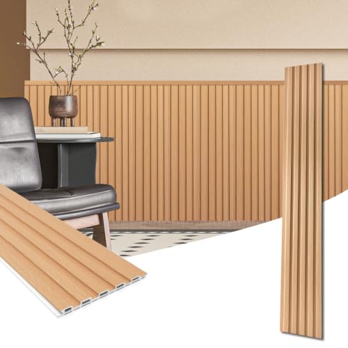 Image of Art3d 48 x 6 Inch WPC Slat Wall Panels, 3D Wall Accents, 16-Pack, Boxwood