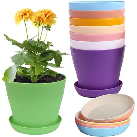 LOSYHU Colourful 8 Pack Flower Pots Set Cover