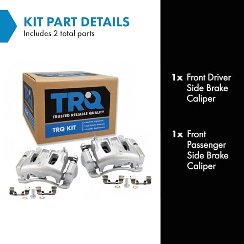 Image of TRQ Front Brake Caliper Set Zinc Coated Brackets Hardware Compatible with 2007-2009 2007-2016 Hyundai Santa Fe