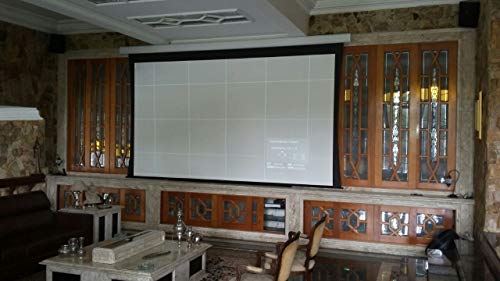 Tela de Projeção 84 Polegadas 16:9 Matte White Elétrica 110v Tensionada com Controle Remoto