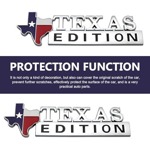 Image of 2 PCS Texas Edition Emblem, 3D Metal Texas Badge Car Decals, State Flag Logo Stickers, Car Body Emblem Modification Accessories, Universal for Most Cars Truck SUV (Silver)
