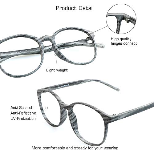 Image of VisionGlobal Blue Light Blocking Glasses for Women /Men, Anti Eyestrain, Stylish Oval Frame, Anti Glare (Wood, +0.75 Magnification)