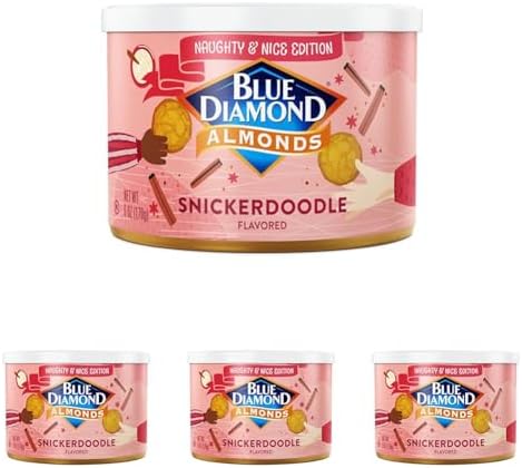 Blue Diamond Almonds, Snickerdoodle Holiday Snack Nuts, 6 oz Resealable Can (Pack of 4)