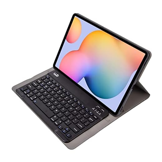 WB Capa com Teclado para Samsung Galaxy Tab S6 Lite 10.4" Polegadas Couro preto com duração de até 35 horas de bateria
