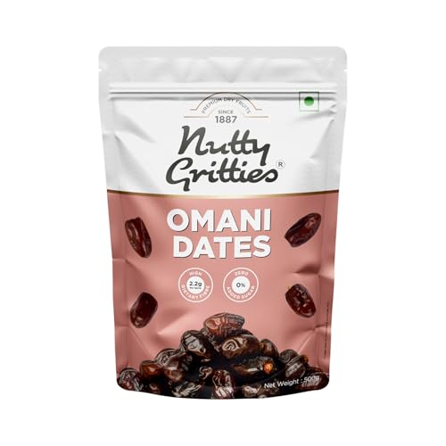 Image of Nutty Gritties Premium Dates - Omani - 500g, Value Pack| Khajoor Or Khajur Dry Fruit | Healthy & Nutritious Snack | Rich in Protein & Vitamins | Natural Sweetner, Fresh