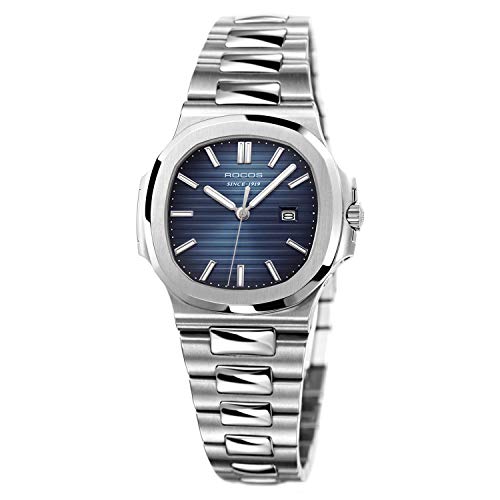 Women's Wrist Watch ROCOS Japanese Quartz Watch with Blue Dial Square Watch for Women Ladies Crystal Analog Watches Luxury Classic Elegant Gift #R0139L
