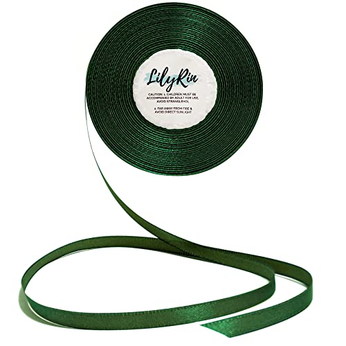 Image of Dark Green Ribbon 1 /4 Inches 36 Yards Satin Roll Perfect for Scrapbooking, Art, Wedding, Wreath, Baby Shower, Packing Birthday, Wrapping Christmas Gifts