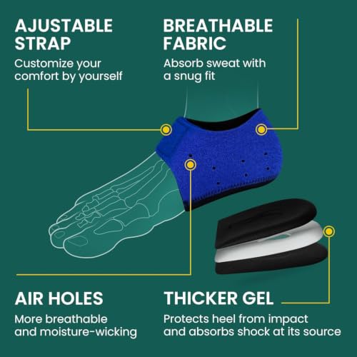 Image of Vn care Heel Protector Pads for Pain Relief for Men & Women | Silicone Gel Heel Pads for Plantar Fasciitis, Heel Pain & Heel Spur | Orthotic Heel Cushion Support, Soft & Reusable Heel Protectors (1 Pair) Blue