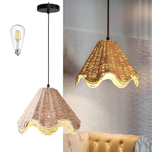 Hastkar Rattan Hanging Lights, Boho Lamp, Ceiling Light Pendant L...